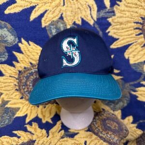 Vintage Seattle Mariners MLB Snapback Hat Teal Brim Genuine Merchandise 90s